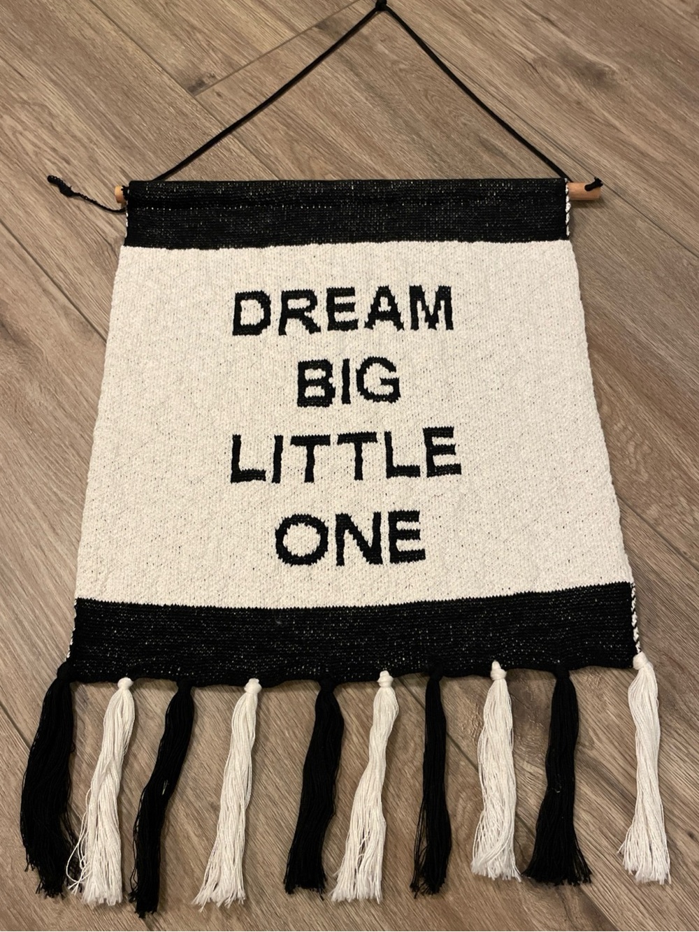 Cotton woven wall tapestry with fringe baby nursery Dream Big Little One